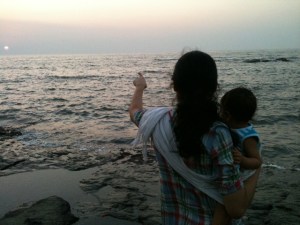 Rajitha and Kavya at sunset