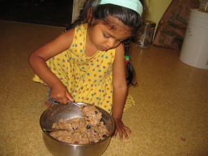 Kids love to mix dough!