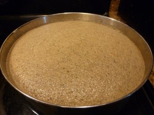 The dough has risen. Made of equal parts of amaranth, rice and urad dal with a pinch of salt. 