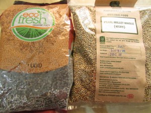 Bajra from Paryavaran Mitra (at Farmers' Market) and Urad from EcoFresh (via Chembur)